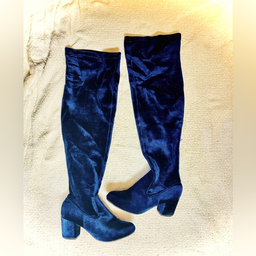 Navy Blue over the knee Boots